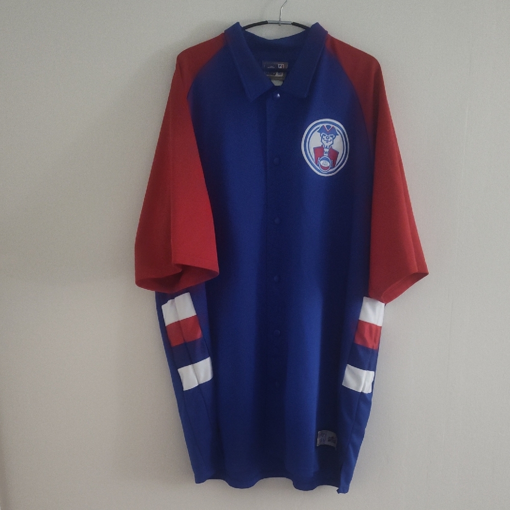 Men's Blue and Red Button-Up Shirt